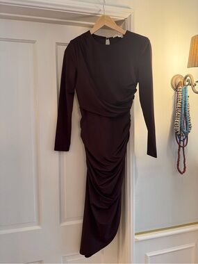 Veronica Beard Tristana Dress Oxblood Ruched Midi Dress